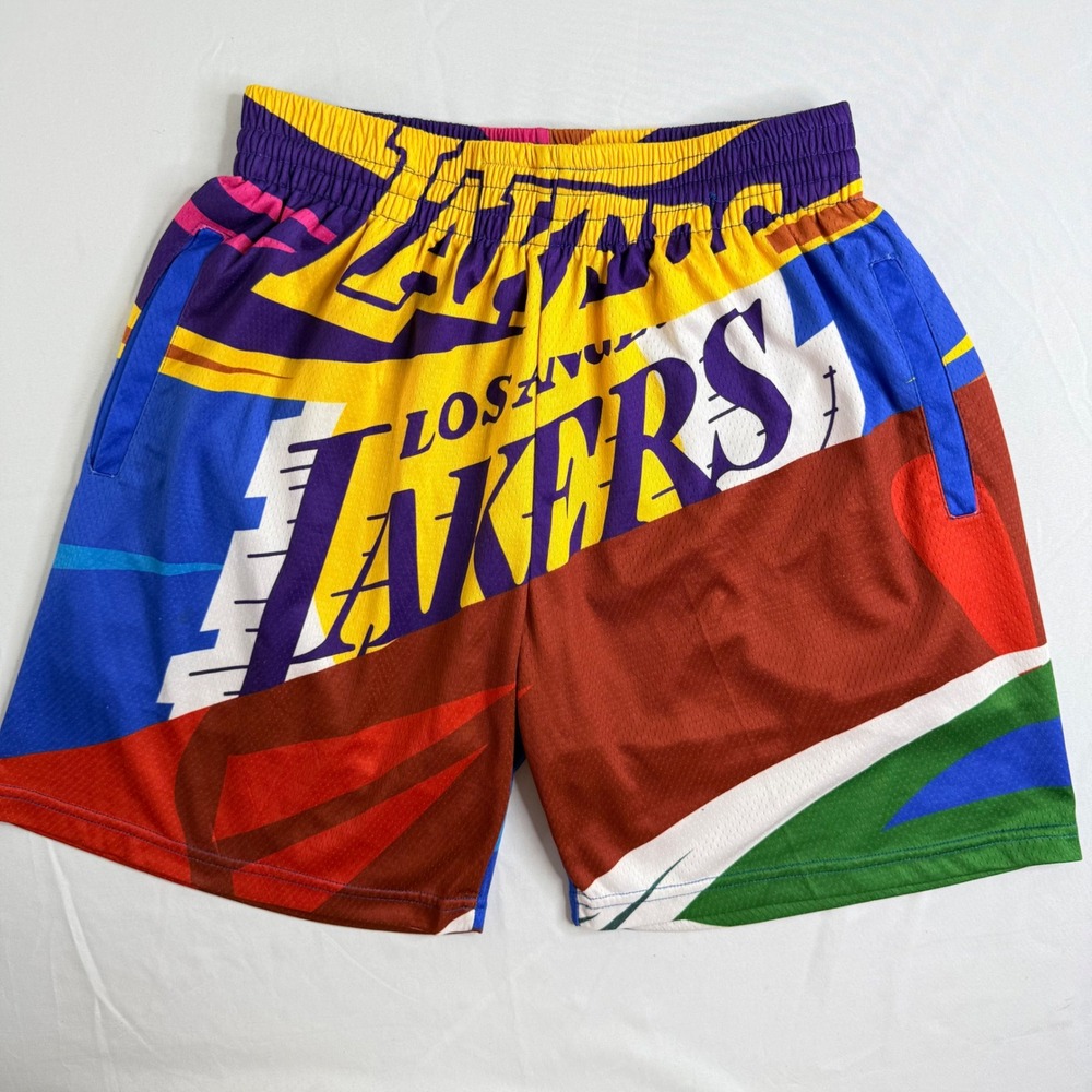 NBA Hardwood Classics Los Angeles Lakers Multi Color Mesh Basketball Shorts S